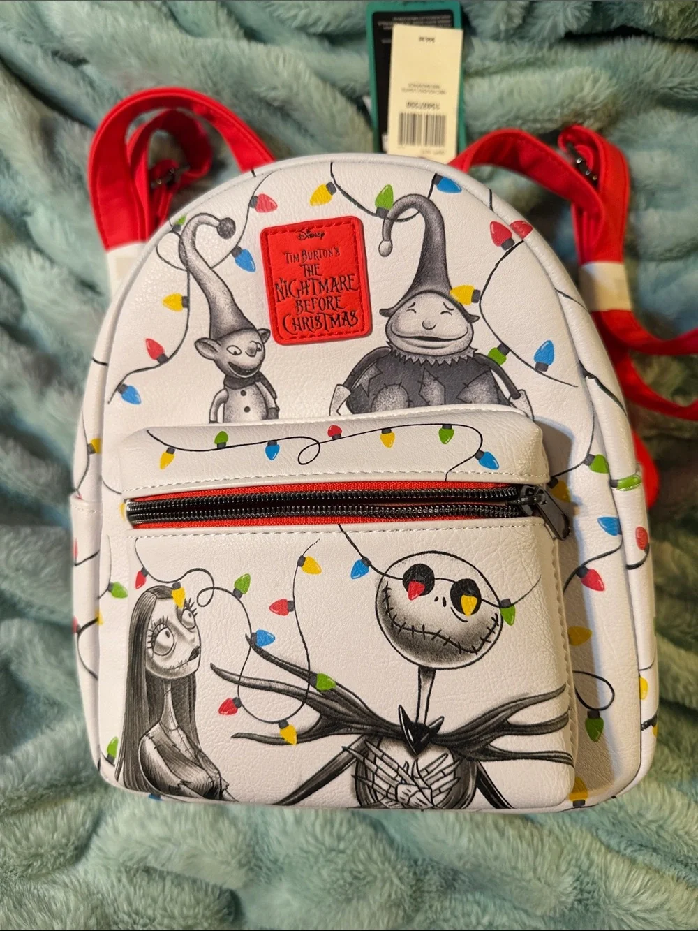 The Nightmare Before Christmas Mini Backpack - White with Holiday Lights